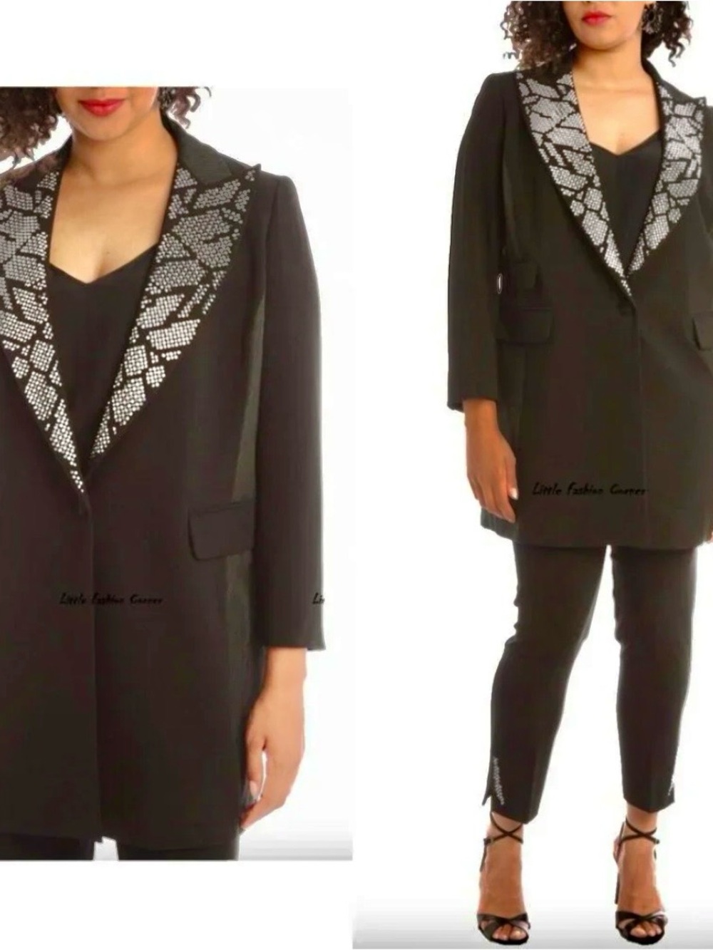 ✅🆕 Embellished Black Women's Blazer Jacket.plus size :18